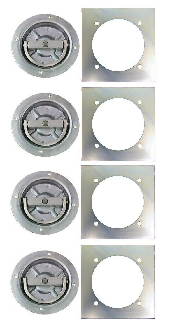 4 Recessed Full 360 Swivel 6000 Rated D Ring Tie Down w Backing