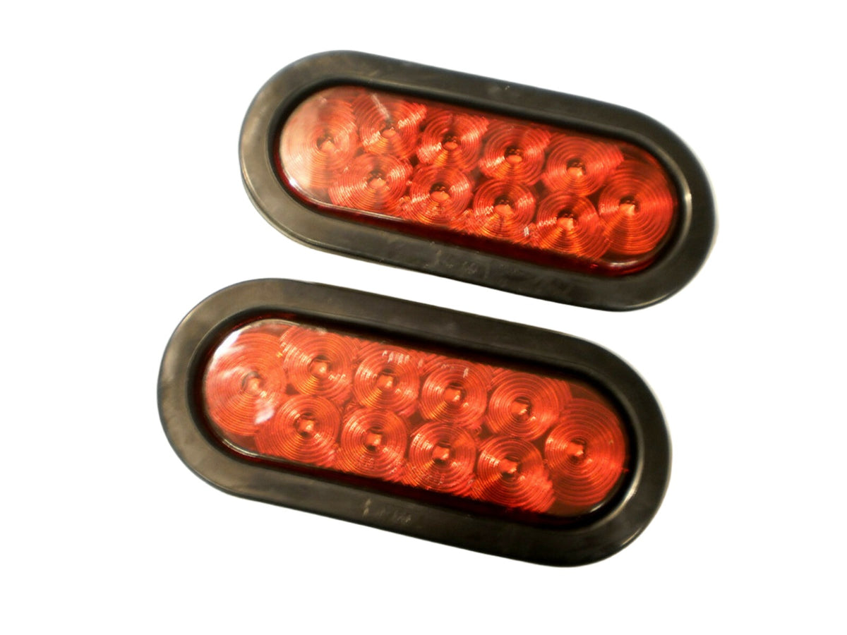 4 In Round Led Trailer Lights 4X Red Oval Oblong LED Stop Turn Tail Light 6" W Grommet Enclosed Trailer Accessories - Foto 4