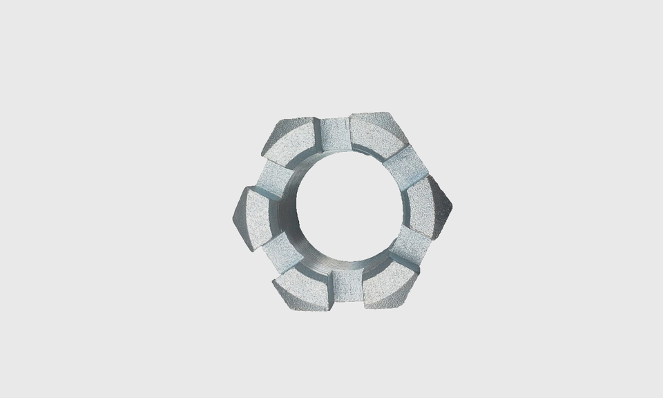 ALKO Axle NUT, SPINDLE, 1-1/2"-12 UNF-2B 6 SLOT, Attaching hardware kit, fits AL-KO and Hayes Axle, 10K - 16K axles (006-239-00)