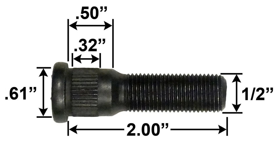 SIX (6) Dexter 1/2"-20 x 2" Press-In Trailer Wheel Stud Lug Axle Hub .61  (007-122-00x6)