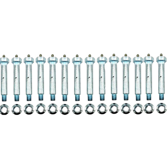 14 - Pack 9/16" x 3.40" Trailer Shackle Zerk Bolts w/ Nuts | 7/16"-20 Shoulder, Zinc Plated (007-236-05-LOTOF14)
