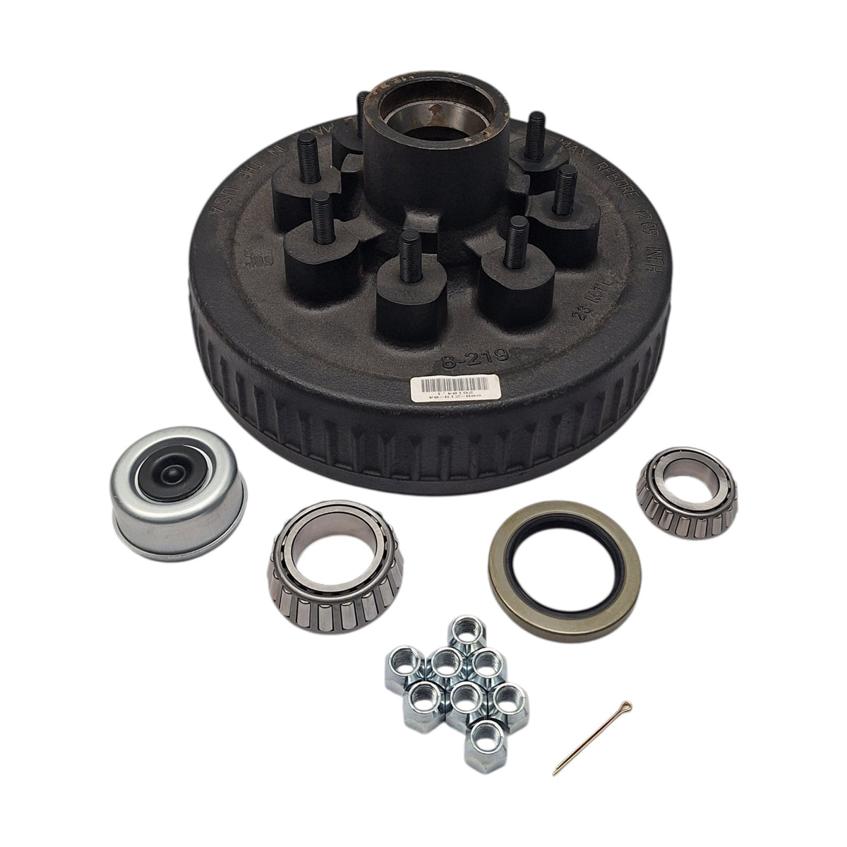 GENUINE Dexter Trailer Brake Drum 12x2", 1/2" Stud, 8x6.5 7000# Axle USA 8-219-4 (008-219-04-KIT)