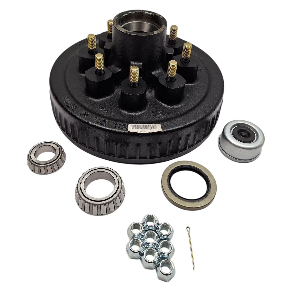 Dexter Trailer Brake Drum 12" x 2", 9/16" Stud, 8x6.5 Lug 7000# Axle (008-219-13-KIT)