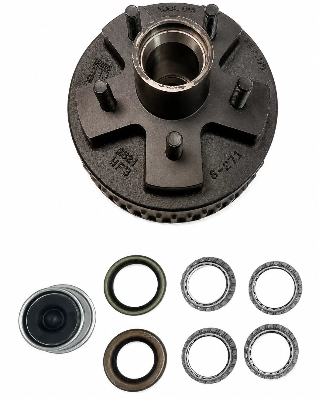 2000 lb Brake Drum HYDRAULIC 7" with Bearing Kit— 5 on 4.5" (008-271-07-KIT)