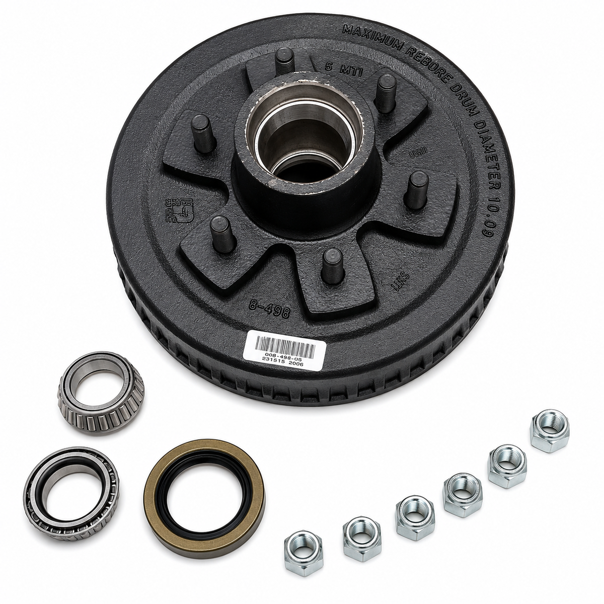 Dexter D44 Hub Drum Kit 6x5.5 10x2.25 Straight Spindle Post-2022 (008-498-05-KIT)
