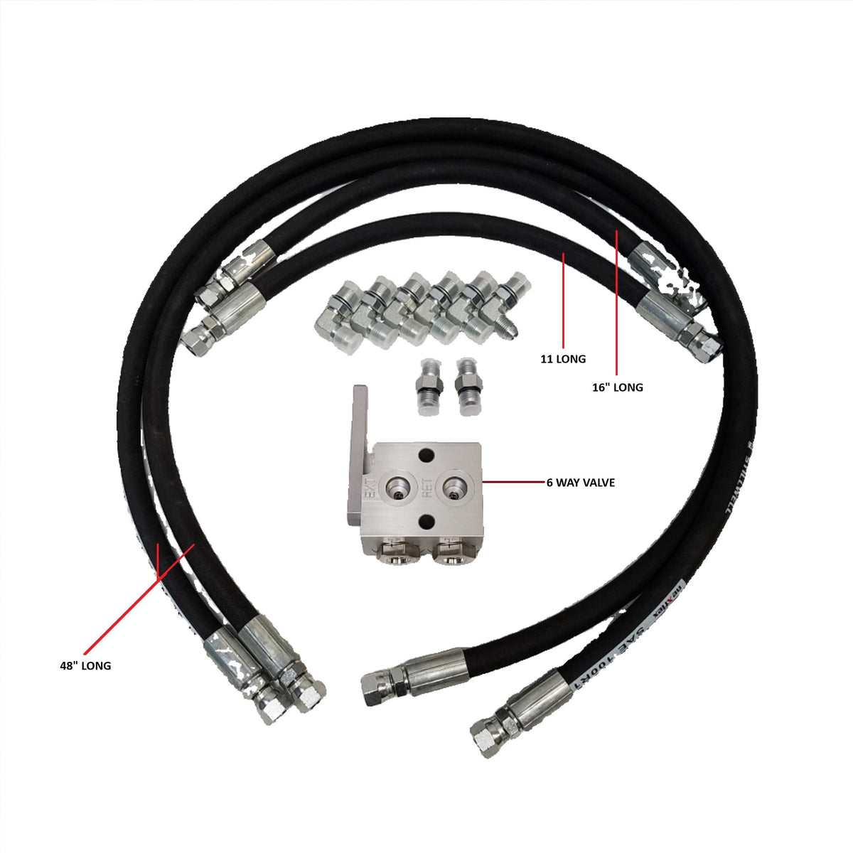 Atlas Dump Trailer Conversion Kit 12K 48" Hose Add-On Single Leg Double Acting (02002-9001-0053)