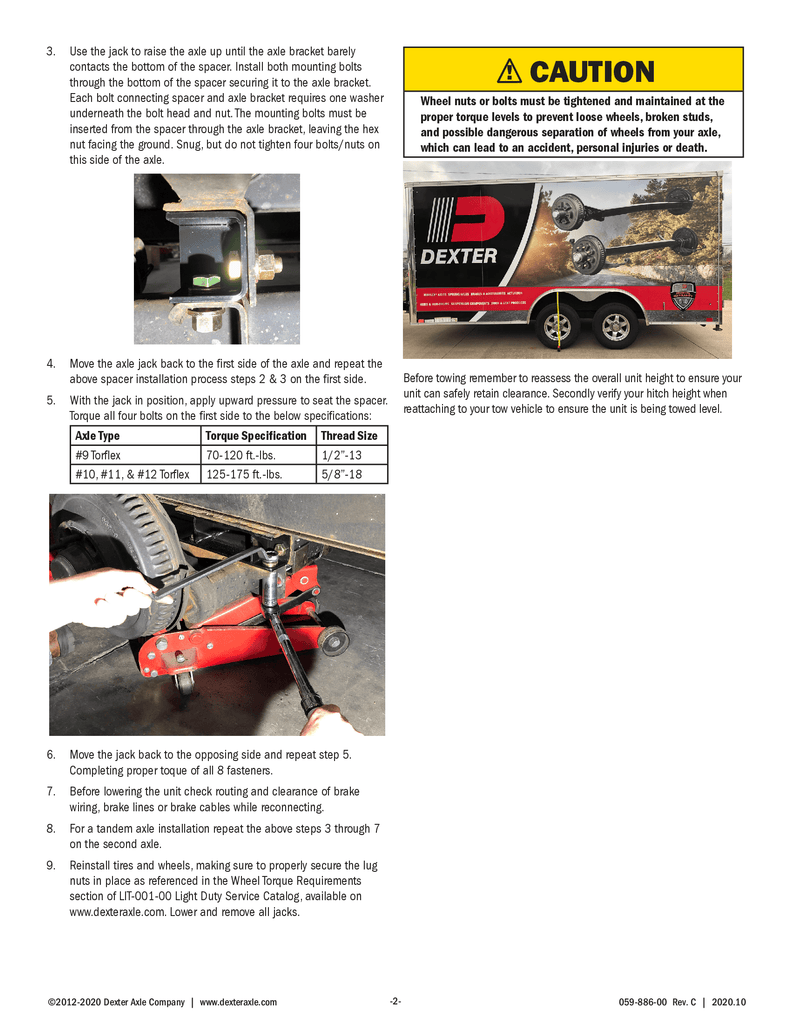 Torflex Lift Kit #10 3500# - Singel Axle - 2-5/8" Lift Torsion (K71-707-01)