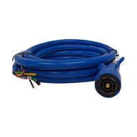 7 Way Trailer End Molded Plug w/ 12 feet of 7 Jacketed Wires RV Double Contact (J-7127-WH)