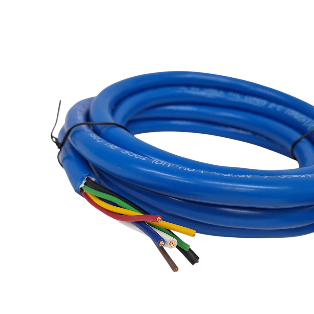 7 Way Trailer End Molded Plug w/ 12 feet of 7 Jacketed Wires RV Double Contact (J-7127-WH)
