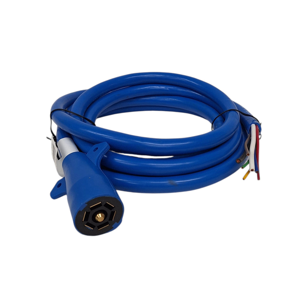 7 Way Trailer End Molded Plug w/ 12 feet of 7 Jacketed Wires RV Double Contact (J-7127-WH)
