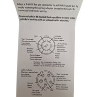 Tow Ready 7-Way Flat Pin to 6-Way Round Adapter w/ 80 dB Backup Alarm (118706)