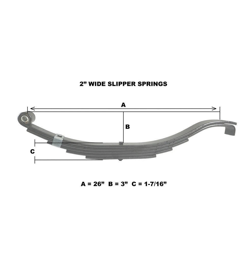 Leaf Spring Slipper 2" x 26.5" 5 Leaf 3500# Trailer RV Camper 7k per Pair (1203T3)
