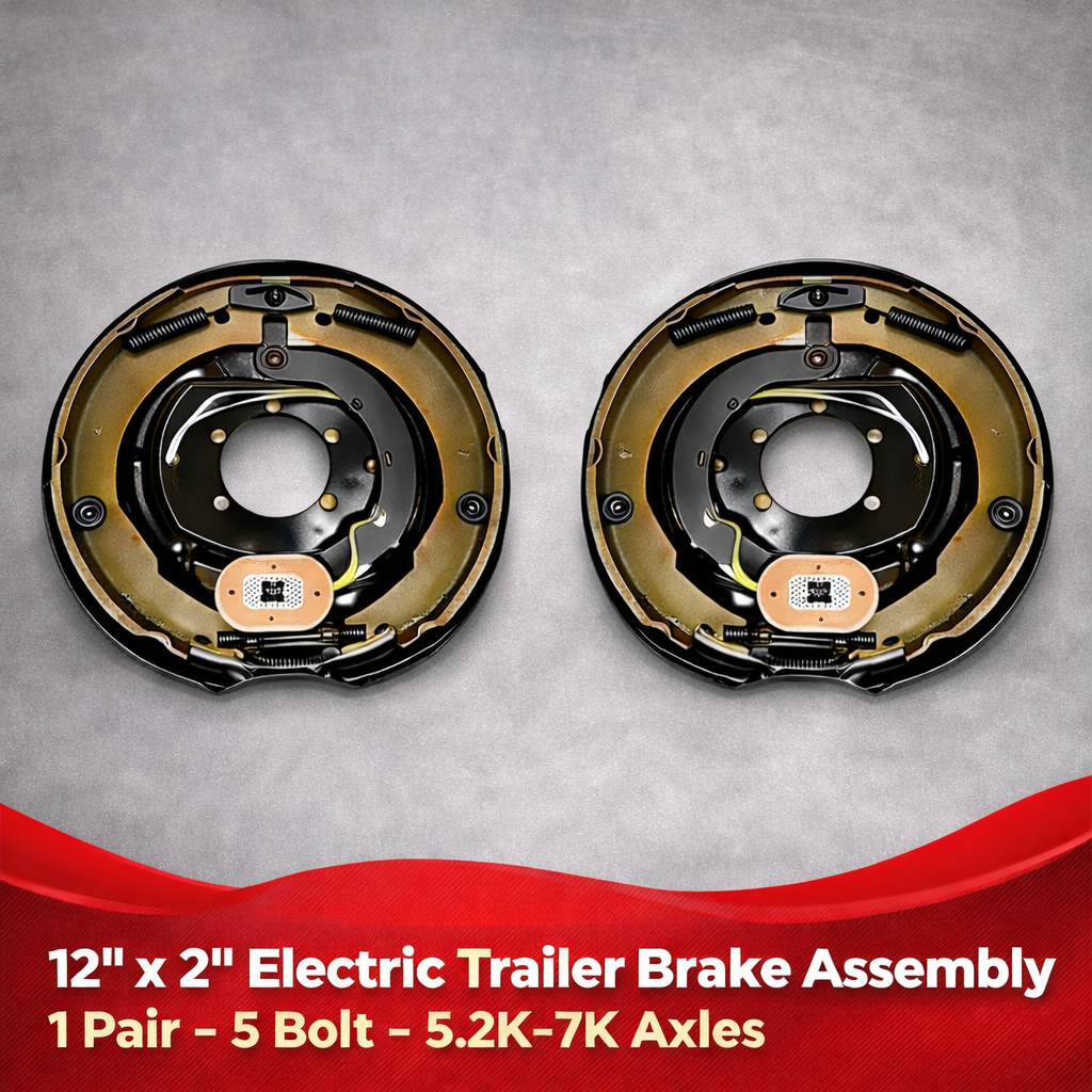 One Pair (2) Trailer Electric Brake Complete Back Plate 12x2 5.2K-7K axle Camper RV (12RVEB-1P)