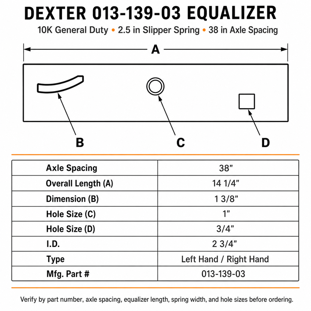 13-139 Trailer Equalizer Single Dexter 013-139-03 10K GD Slipper Spring (13-139-03)