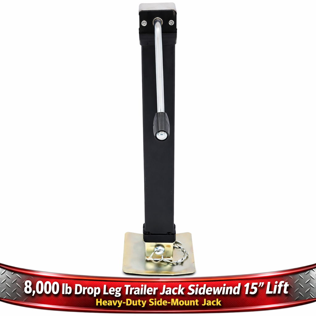 8,000 lb Drop Leg Trailer Jack Sidewind 15" Lift - Heavy-Duty Side-Mount Jack (140085)