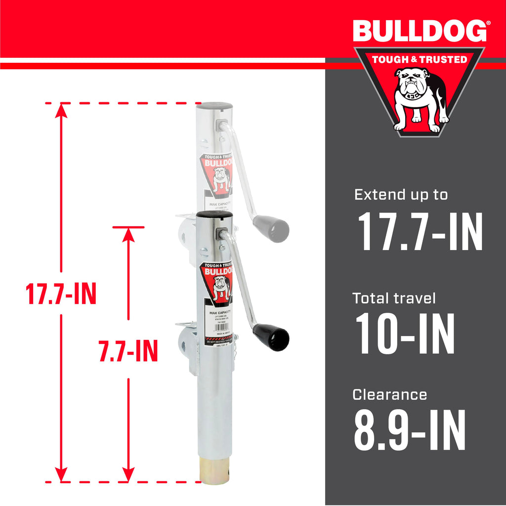 BULLDOG TWL 175 Round Trailer Jack - 5,000 lb Lift Capacity - Topwind - 15" Travel (BD1750290301)