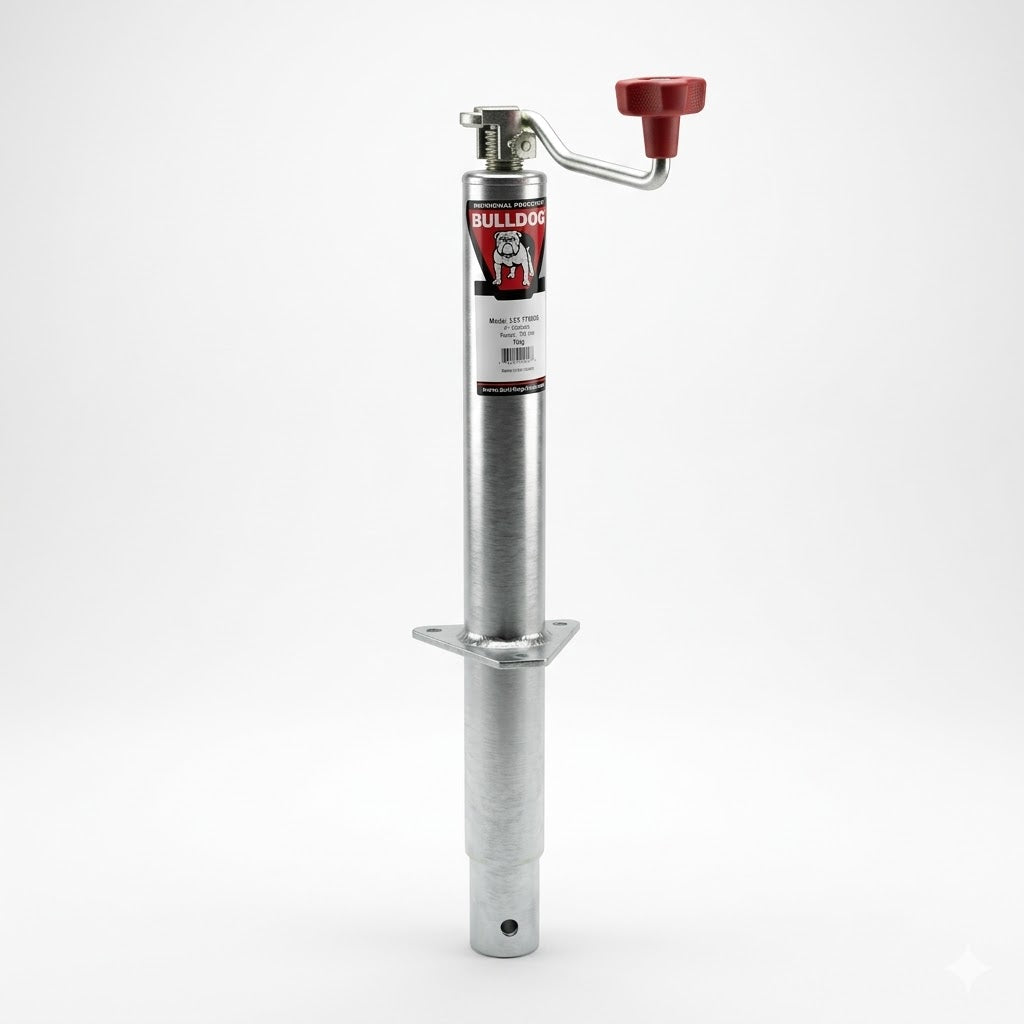 BULLDOG TWL 175 Round Trailer Jack - 5,000 lb Lift Capacity - Topwind - 15" Travel (BD1750290301)