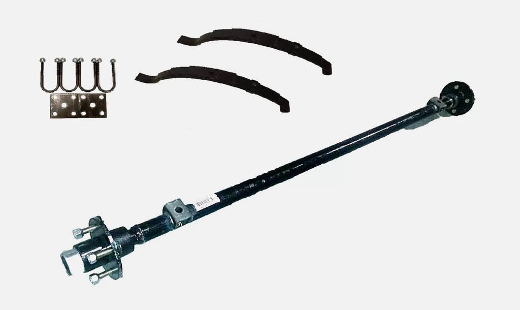 Lippert Trailer Axle 2000# Complete Idler Beam 68" Hub Face 1.75" Tube Straight Short Spindle with 20.25" Slipper Springs, U Bolts & 5 x 4.5 Hubs (2000-60-5LUG-WIH4)