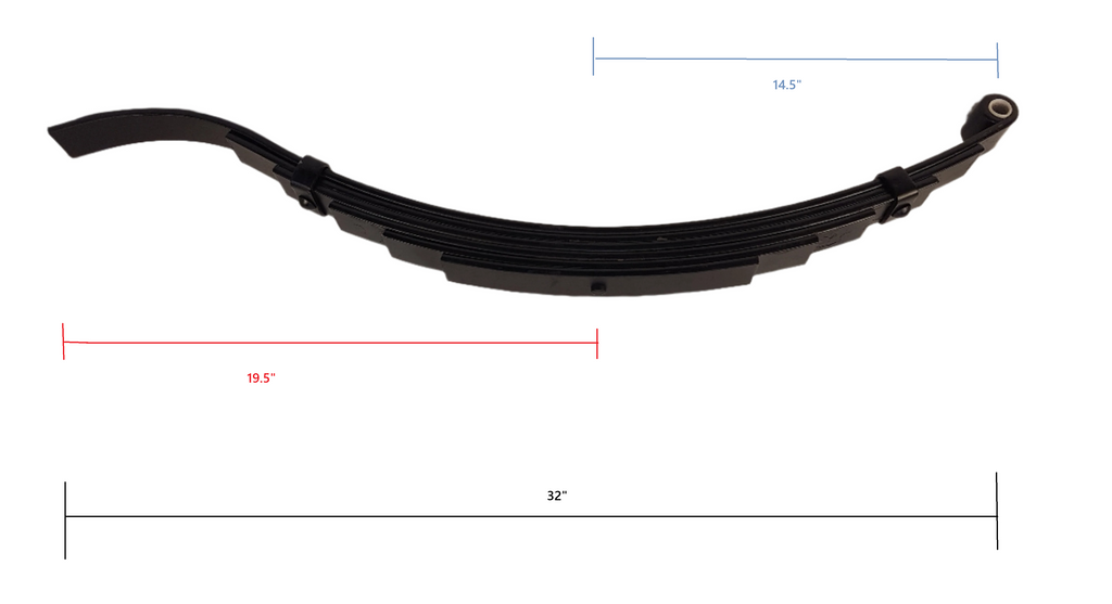 Replacement 32" Slipper Spring Radius End 6 Leaf for 1400 LB Utility Trailer Axle Eye to Slipper (UNA-029N)