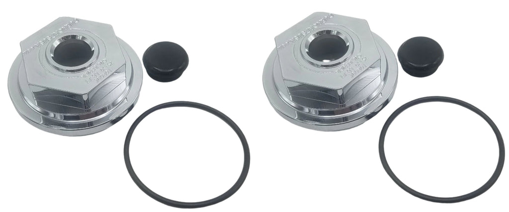 Pair of Billet Aluminum Machined 2-7/8"-12 OD Oil Bath Caps (21-35 Billet-Chrome-KitX2)