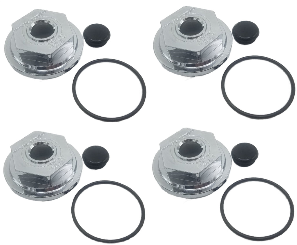 4 Billet Aluminum Machined 2-7/8"-12 OD Oil Bath Caps (21-35 Billet-Chrome-KitX4)