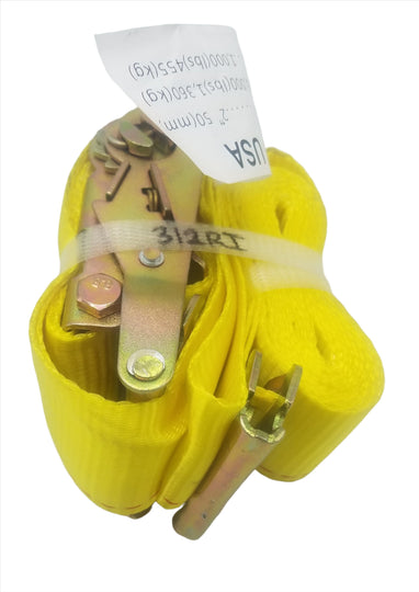 2'x12' Ratchet Straps w/ ETrack Adapter Ends 3000# Break Point Tie Down Straps (312RI)