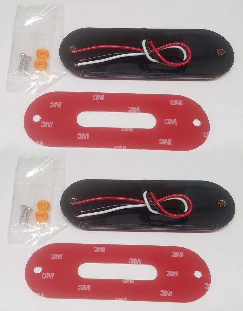 2-Maxxima Low Profile AMBER LED 6" Oval Turn Tail Light Truck w/ Mounting Tape (M63350Y + M63350-TAPE-LOTOF2)