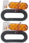 2-Maxxima Low Profile AMBER LED 6" Oval Turn Tail Light Truck Jeep w/ Grommets (M63350Y + M50607-LOTOF2)