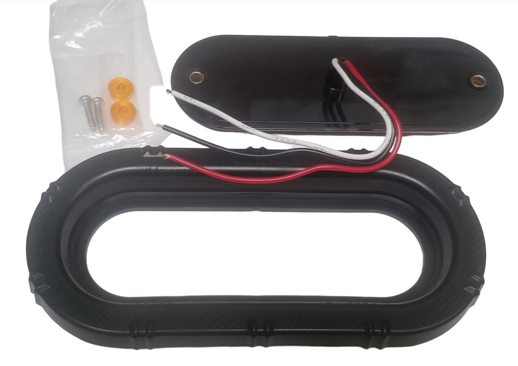 2-Maxxima Low Profile AMBER LED 6" Oval Turn Tail Light Truck Jeep w/ Grommets (M63350Y + M50607-LOTOF2)
