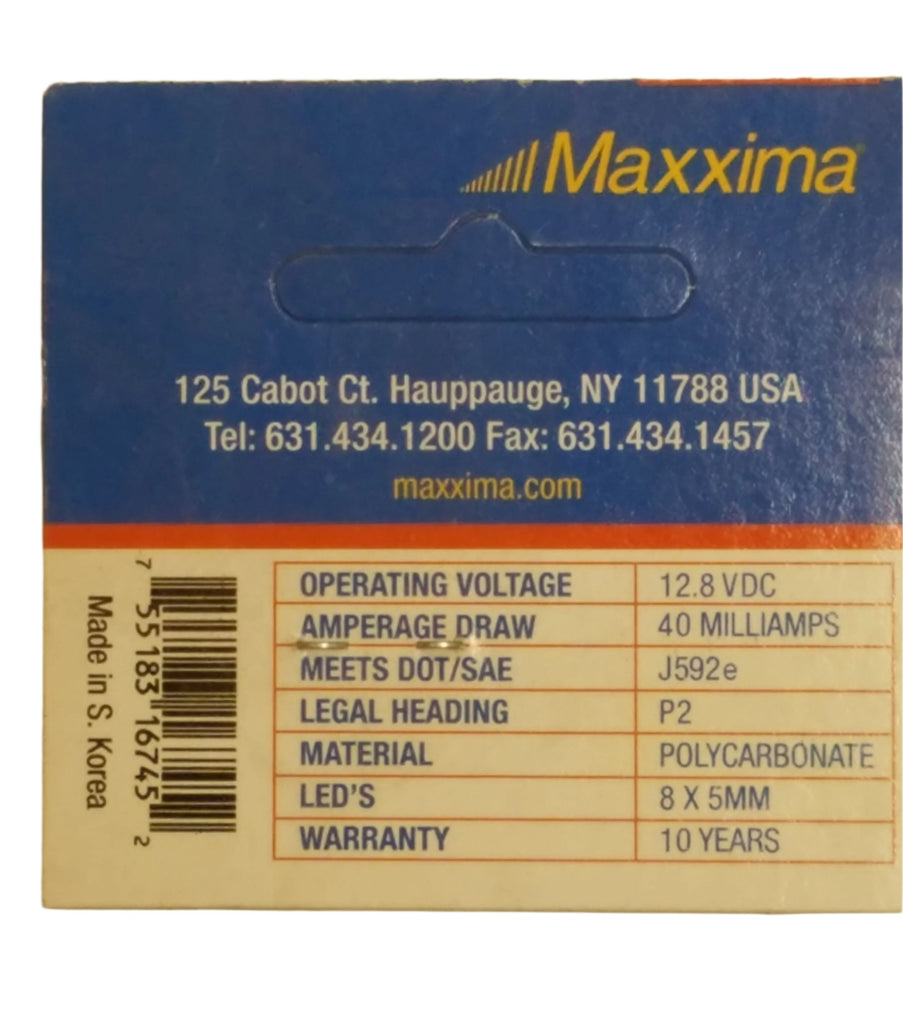 Maxxima 1" x 2.5" Red Clear LED Marker Light 2 Prong Snap In (M20320RCL)