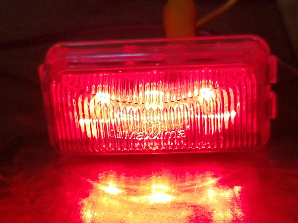 Maxxima 1" x 2.5" Red Clear LED Marker Light 2 Prong Snap In (M20320RCL)