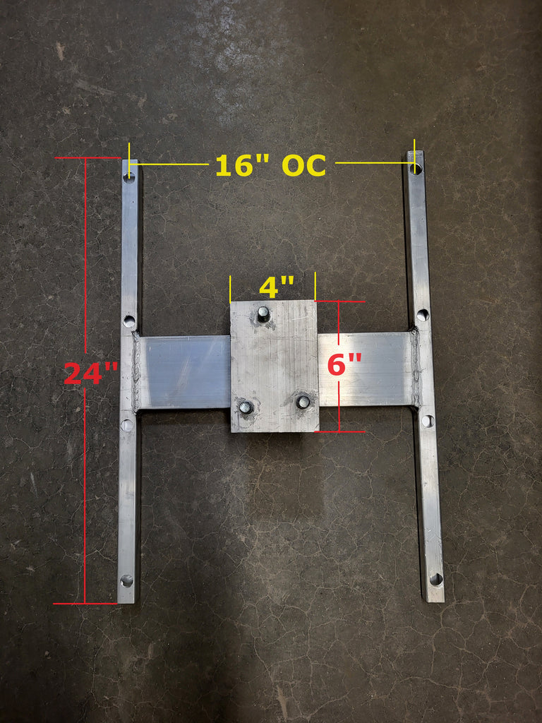 Custom 5 Lug R & P Aluminum Trailer Spare Tire Wall Mount Bracket 16" stud spacing (STC-AH-16-KIT)