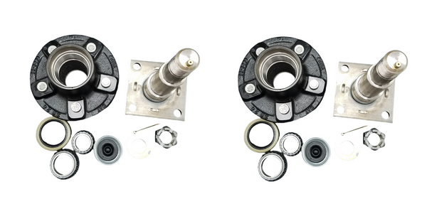 Two- 5 x 4.5 Replacement Idler Hub Spindle Kit w/BRAKE FLG Trailer Axle 3500# 84 (STUB-84FZ-545-H-X2)