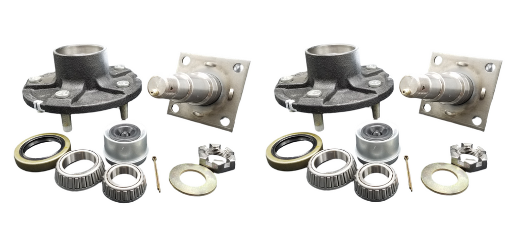 Pair of 5x5.5 Hubs with Flanged #84 Spindles 3500# fits Trailer Axle (STUB-84FZ-555-H-X2)