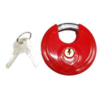 Stainless Steel Disc Padlock 2 Keys Heavy Duty Hardened Steel Shackle RED (L870KAR)