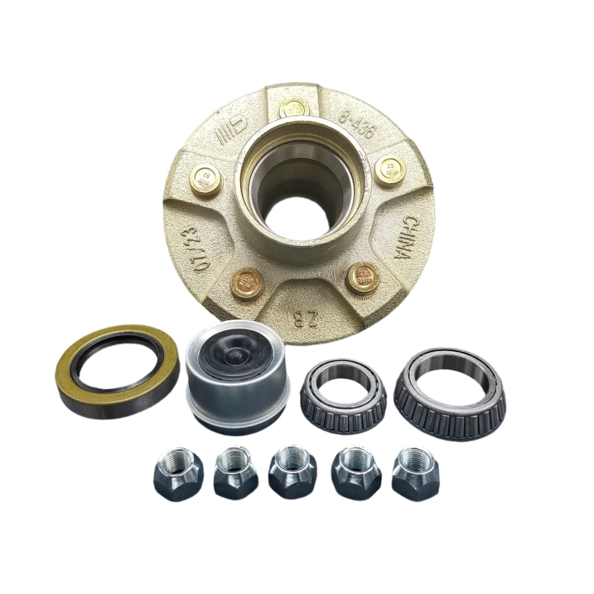 Dexter / UFP 3700 lb Trailer Hub Kit – 5 on 4.5 Bolt Pattern – Zinc Plated – Complete with Bearings (13684U-KIT)