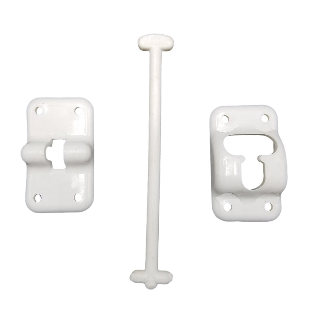 6" White Trailer Door Hold Back – T-Style Catch Holder Hook for RV, Cargo, Enclosed (MD460W-Kit)
