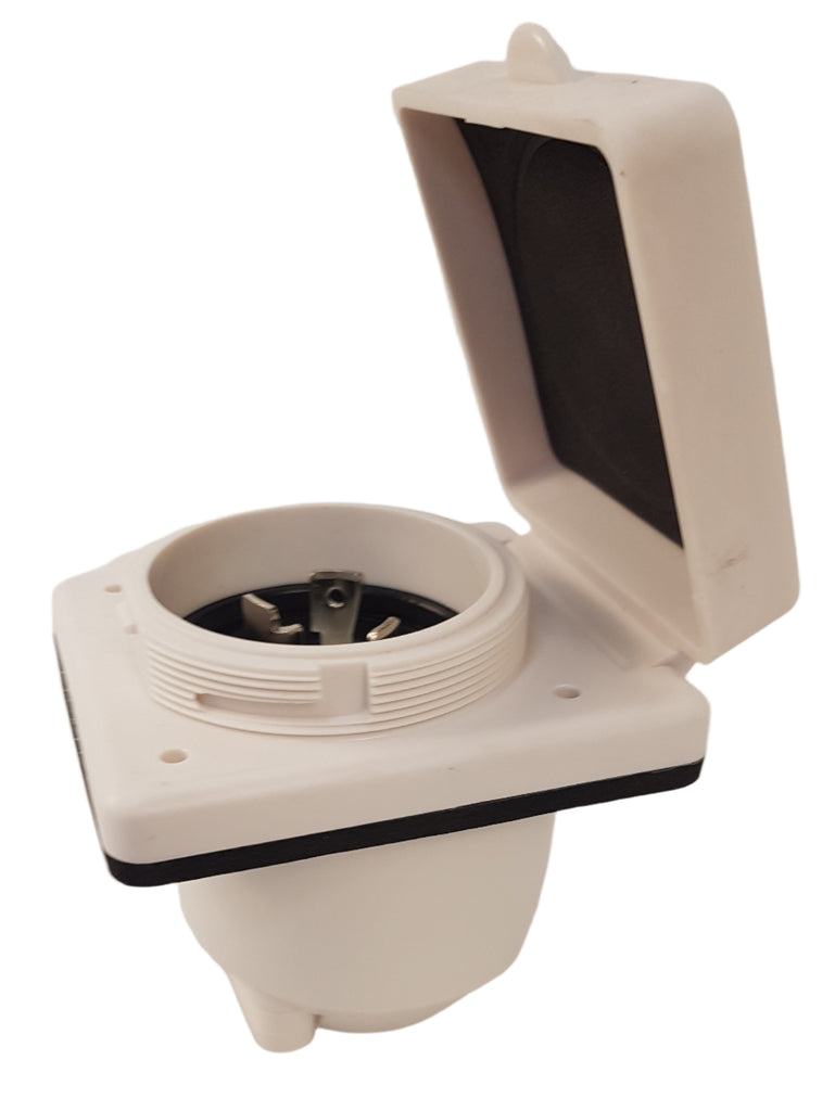 Motor Base Plug Epicord 30 Amp Twist Lock Power Inlet - White Trailer Boat RV  (277-000137)
