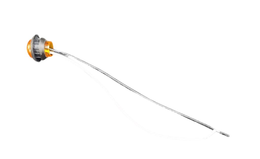 3/4" Round Amber Marker Light Amber Lens 7" Lead DOT Approved (34AML)