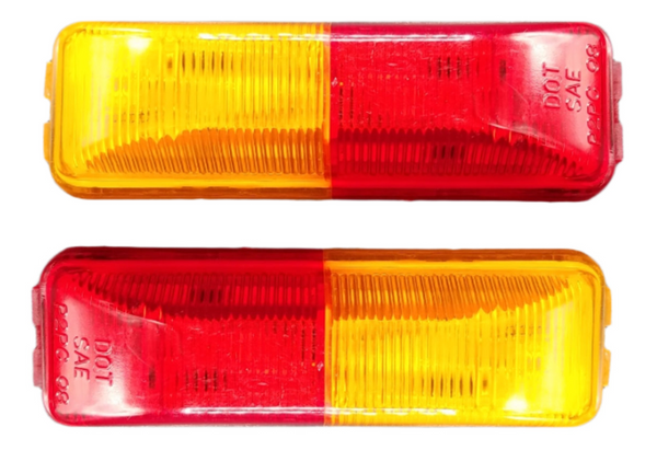 Pair (2) of Jammy 1-1/4" x 3-3/4" Dual Lens Amber/Red Sealed Lamp LED Snap In Fender Mount Light (J-5765-AR-LOTOF2)