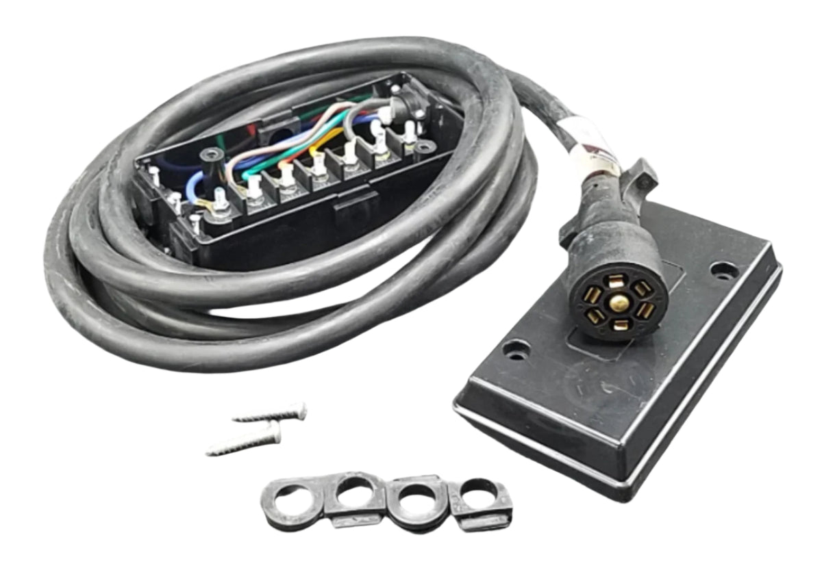 10' Cable 7 Way Trailer Plug w/Weatherproof Junction Box Rubber Grommets RV (20-2085)