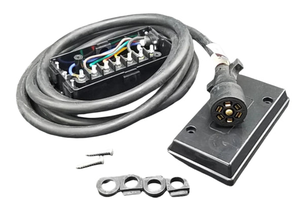 10' Cable 7 Way Trailer Plug w/Weatherproof Junction Box Rubber Grommets RV (20-2085)