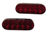 2 - 6" Oval RED LED Stop Turn Tail Light Grommet TecNiq Trailer Truck USA (T66-RR0T-KIT-LOTOF2)