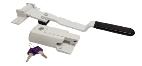 White Swivel Cam Bar Trailer Latch Handle Door Cambar Cargo W/ White Lock (SCB-W2F-WHT)