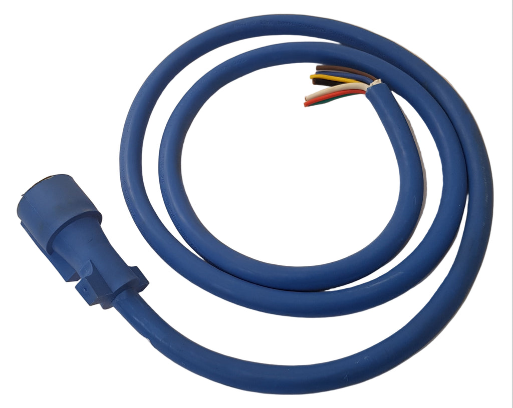 7 Way Molded 6' Trailer Wire Light Plug Cord Brass Connectors RV Blade Camper (J-7067-WH)