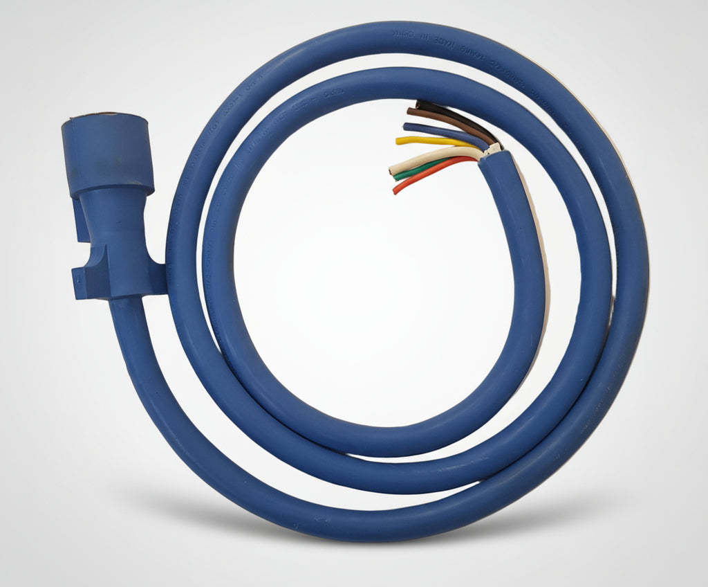 7 Way Molded 6' Trailer Wire Light Plug Cord Brass Connectors RV Blade Camper (J-7067-WH)