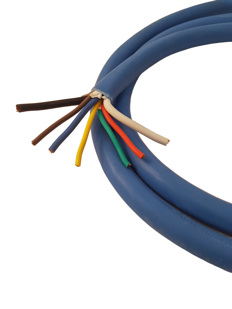 7 Way Molded 6' Trailer Wire Light Plug Cord Brass Connectors RV Blade Camper (J-7067-WH)