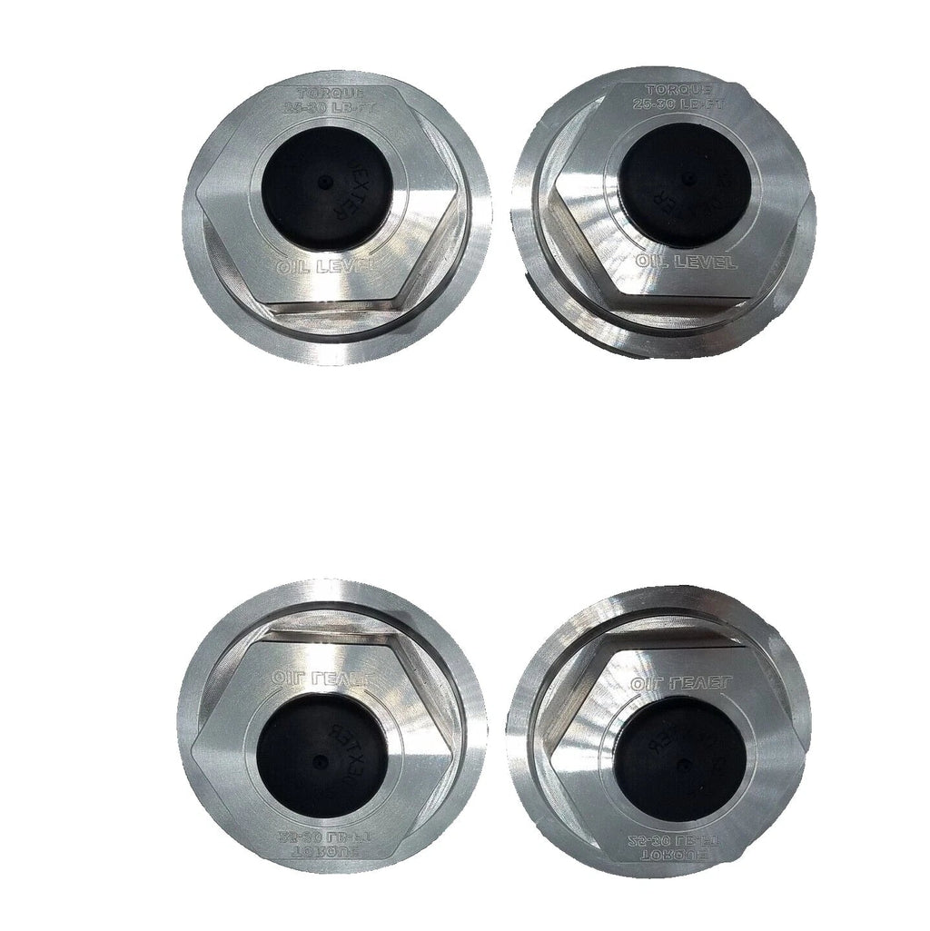 Four - Billet Aluminum Trailer Oil Bath Caps 4"-12 Thread with Wrench (21-36-BILLET-WRENCH-KITX4)