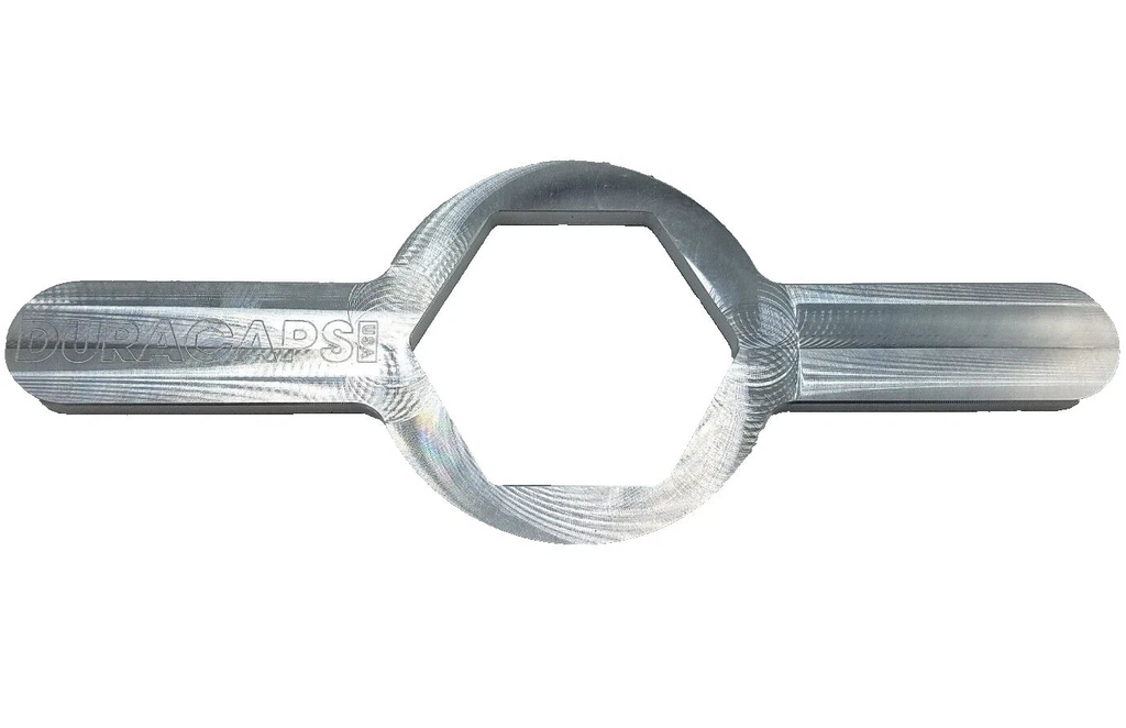 Four - Billet Aluminum Trailer Oil Bath Caps 4"-12 Thread with Wrench (21-36-BILLET-WRENCH-KITX4)