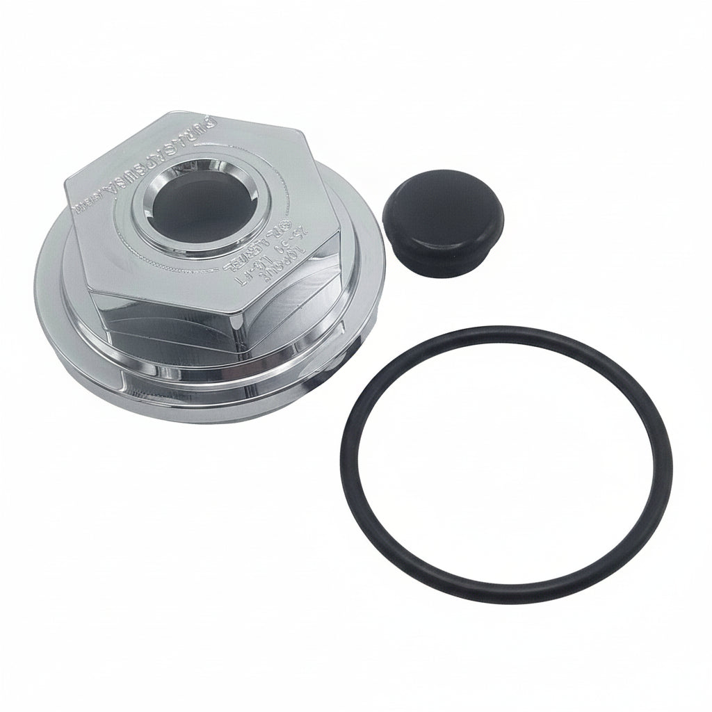 4 Pack Billet Aluminum Oil Bath Caps 2-7/8"-12 — Replaces Dexter 21-35 (21-35 Billet-Chrome-KitX4)